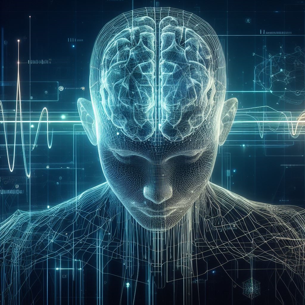 Ein futuristisches Bild mit medizinischen Elektroenzephalografie Linien, digitale Kunst - AI